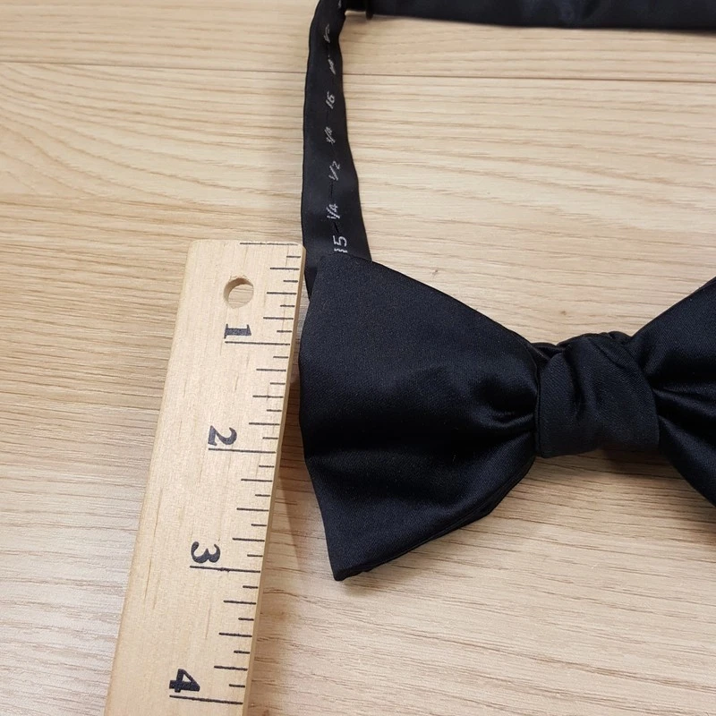 ALFANI Mens Bow Tie Solid Black Satin Pre-Tied - Image 2 of 3