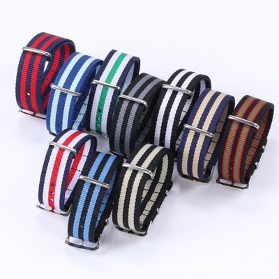 Quality One-piece Canvas Nylon Watch Strap Mens Woven Wristband 14 16 18 20 22mm