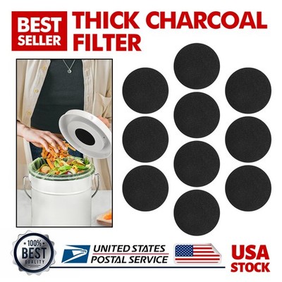 10Pcs Activated Carbon Trash Can Filters 6.7 inch 1cm Extra Thick Indoor Comp