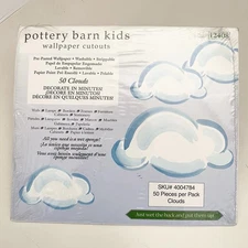 Pottery Barn Kids Pre-Pasted Wallpaper Cutouts Clouds Washable - 50 Pack
