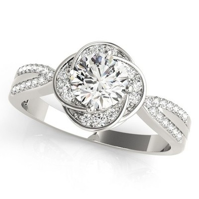 Elegant! 2 kt DE/VS Lab Grown runder Diamant Halo Verlobungsring 18 K Weißgold