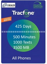 TracFone Service Extension 1 Year/425 Days+500 Mins/1000Texts/3500MB,All Phones