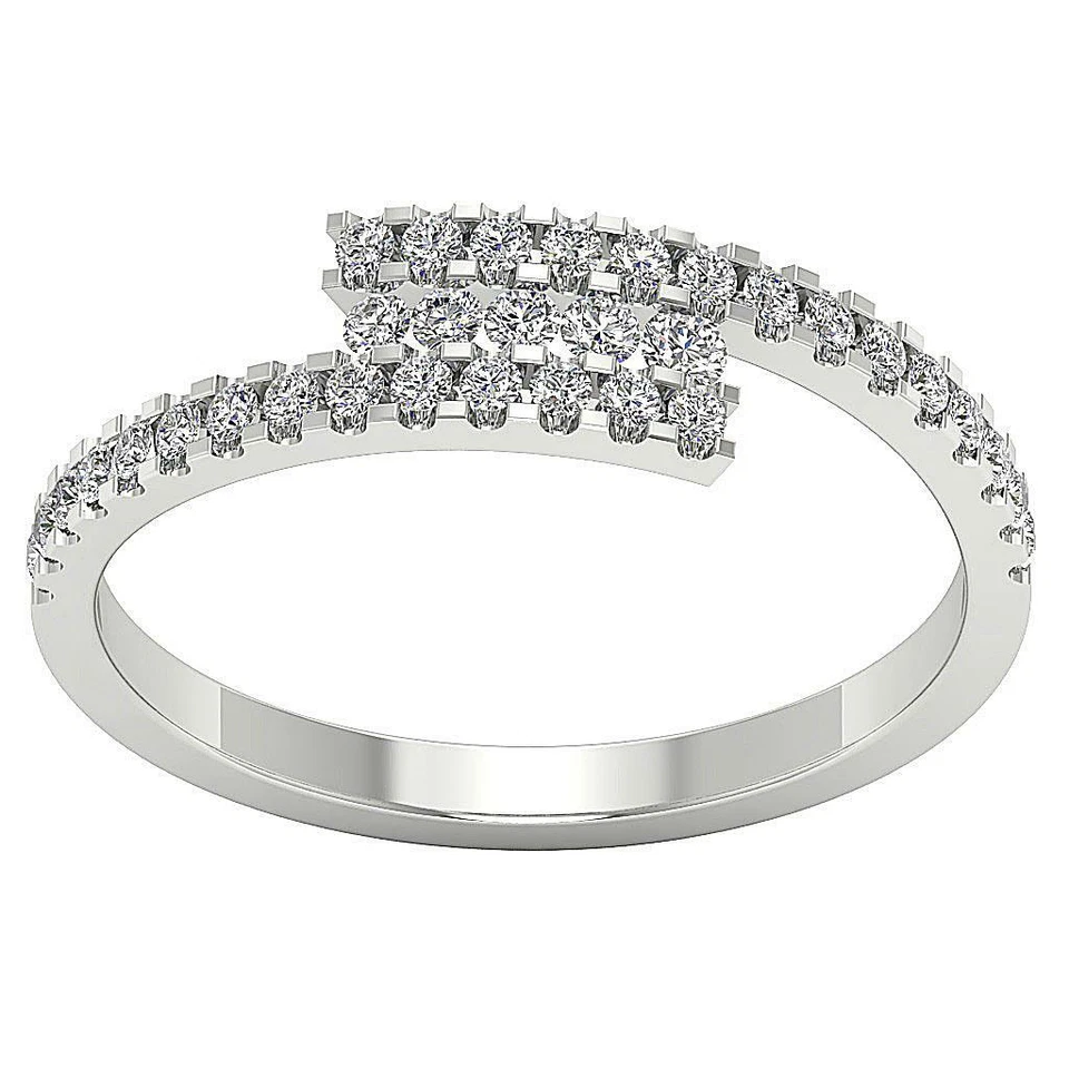 Anillo de aniversario de oro rosa amarillo blanco 14K I1 G 0,50 quilates diamante redondo natural Foto 4 de 4