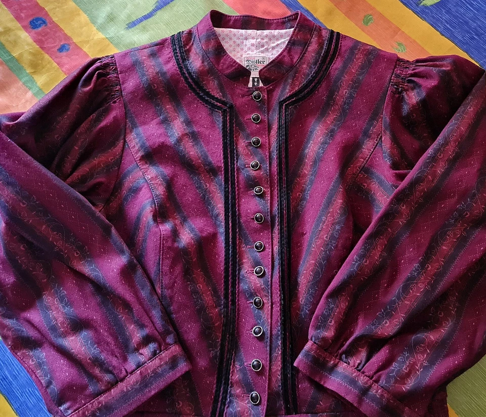 VESTIDO VINTAGE DISTLER TRACHTEN TIROL OKTOBERFEST DIRNDL RAYAS MUJER: EE. UU. 16/EU44 Foto 4 de 4
