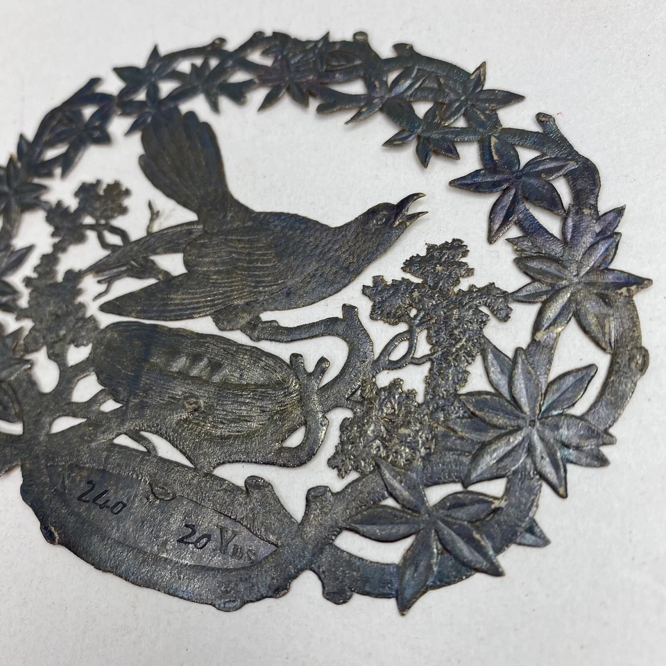 Nido de pájaro Robin troquelado etiqueta de tela textil Dresden década de 1800 No. 240 - 20 yardas Foto 3 de 4