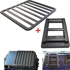 Roof Rack Cargo Basket & Ladder for 2018-2025 Jeep Wrangler JL Aluminum Black