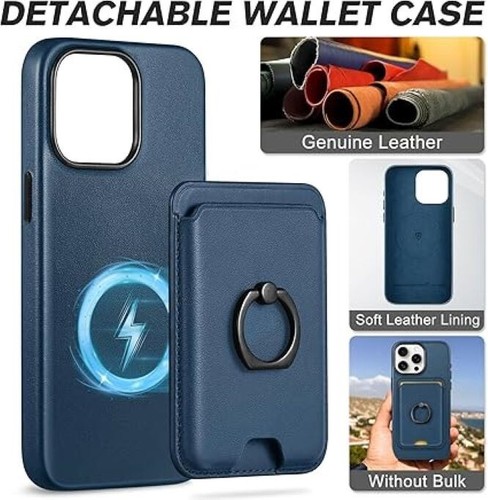 SHIELDON Case for iPhone 15 Pro Max, Genuine Leather Magnetic Wireless Charging - Picture 29 of 35
