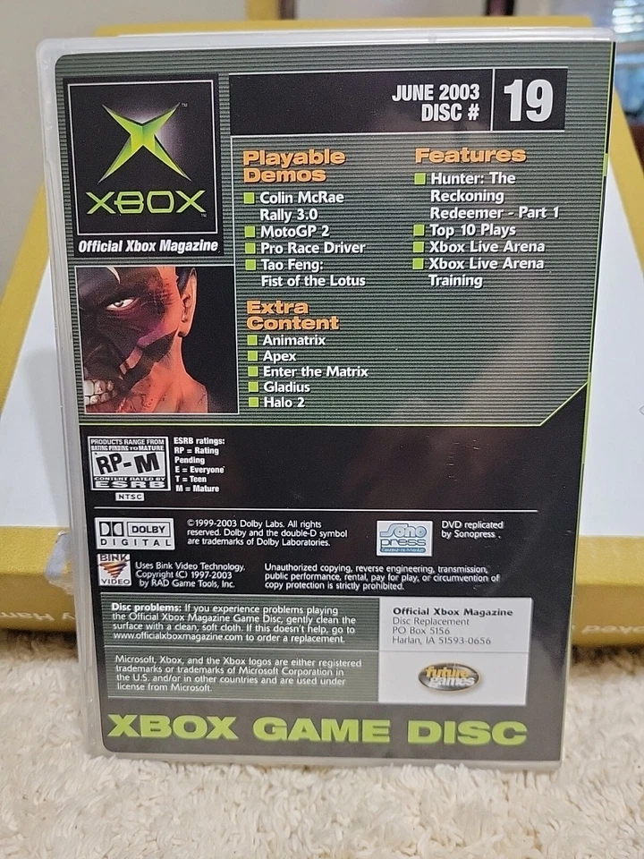 JUNE 2003 OFFICIAL XBOX Demo Disc #19 TAO FENG FIST OF THE LOTUS - RARE SLEEVE - Image 4 of 4