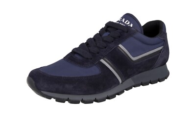 Prada Blue Sneakers Nylon Prax Matchrace Lace Up Low Top Lace Up Mens 10.5 PRADA Leather PRAX Matchrace Sneakers - 4E3198 Navy Blue  main image 2