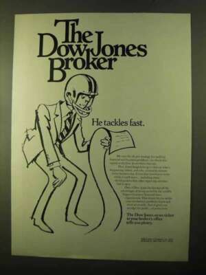 1970 Dow Jones Ad - He Tackles Fast