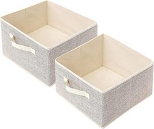 Storage basket, woven fabric storage box, beige 2 pieces/beige -11 x 11 x 7.8 in