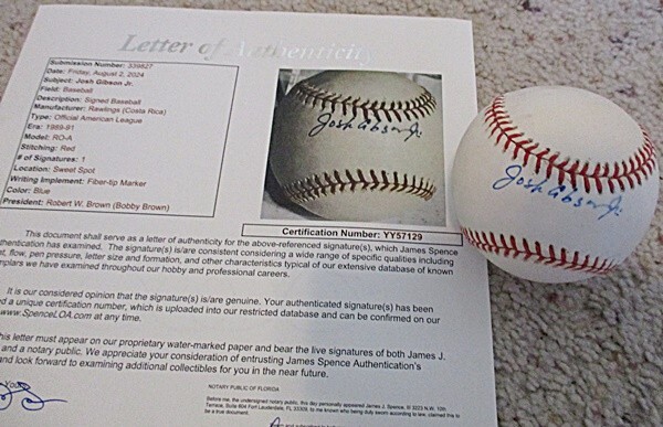 Sharp JOSH GIBSON JR Signed OAL Baseball JSA Full LOA Negro League