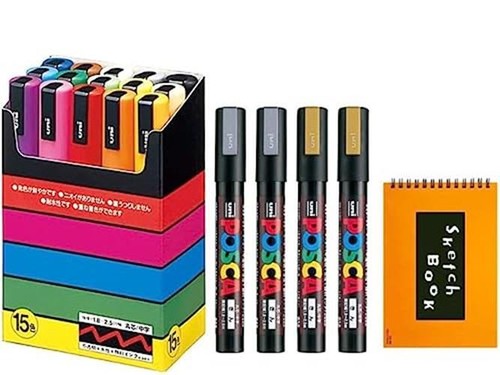 Uni-posca Paint Marker Pen - Medium Point - Set Of 15 PC-5M15C