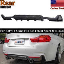 Dual Exhaust Tip Rear Bumper Diffuser For 14-20 BMW F32 F33 F36 4 Series M Sport