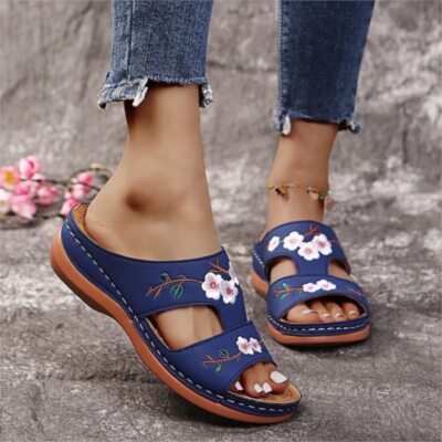 Summer Women Shoes Comfort Plus Size Slippers Women Sequined Flat Sandals 