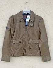 Superdry Warbird Leather Jacket Distressed Green Size-large Nwt/$600