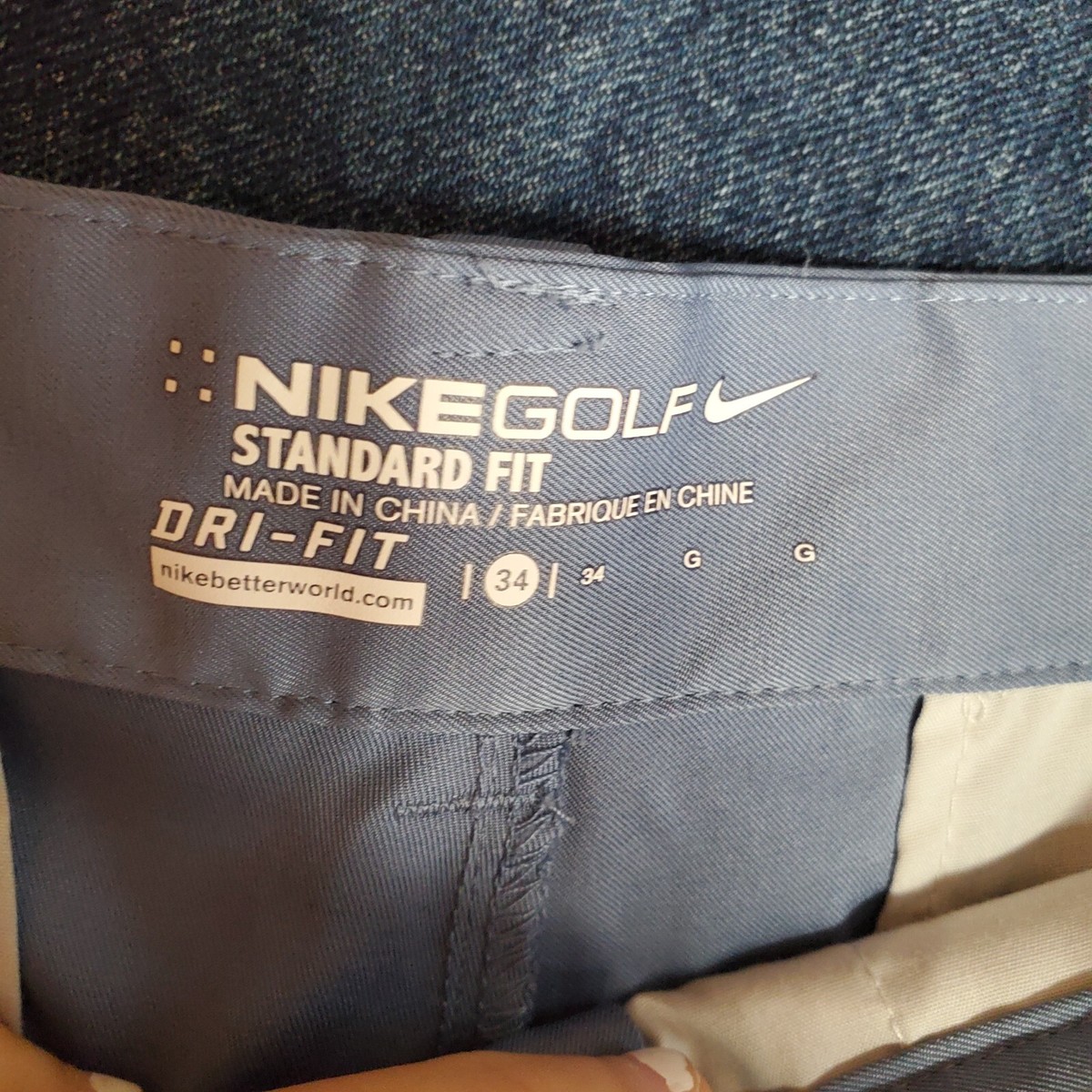 Nike Golf Shorts Mens 34 Chino Zip Front Blue Pockets Cotton Blend