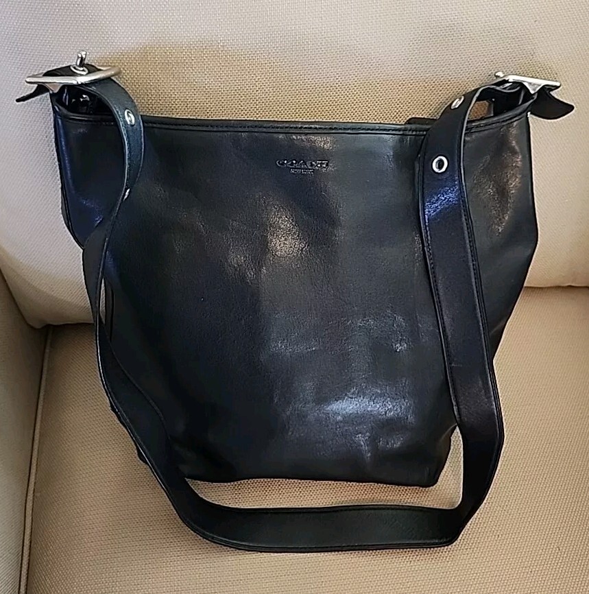 Coach Black Leather Legacy Crossbody Shoulder Bag Hobo Tote Purse