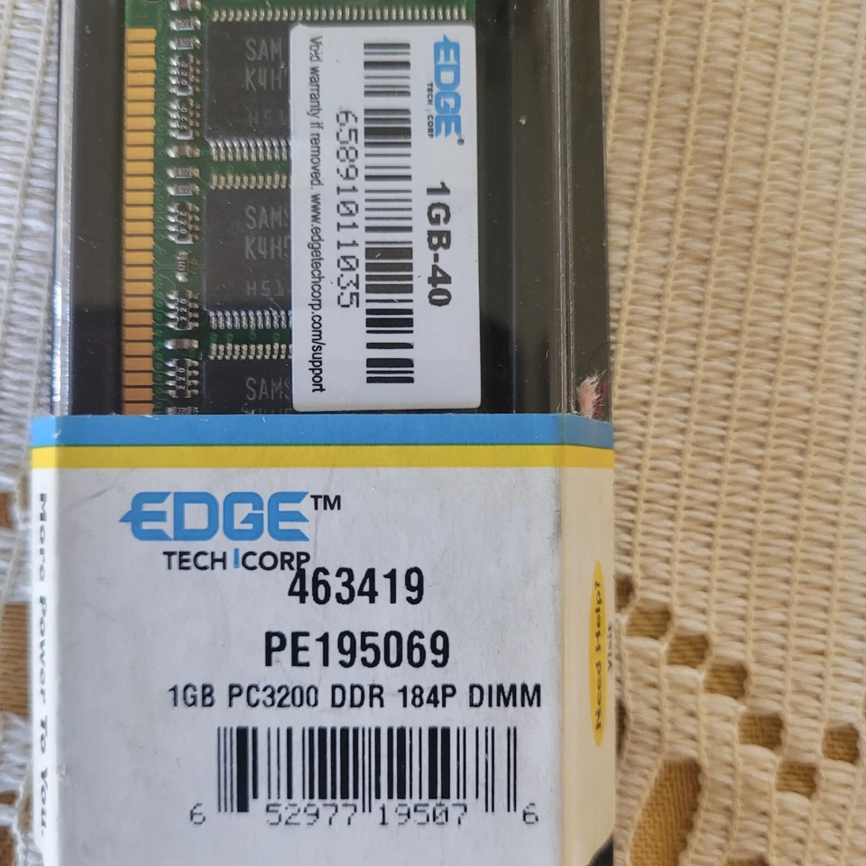 Edge Tech Corp 1GB DDR Memory Stick PC3200 184P DIMM - Image 3 of 3