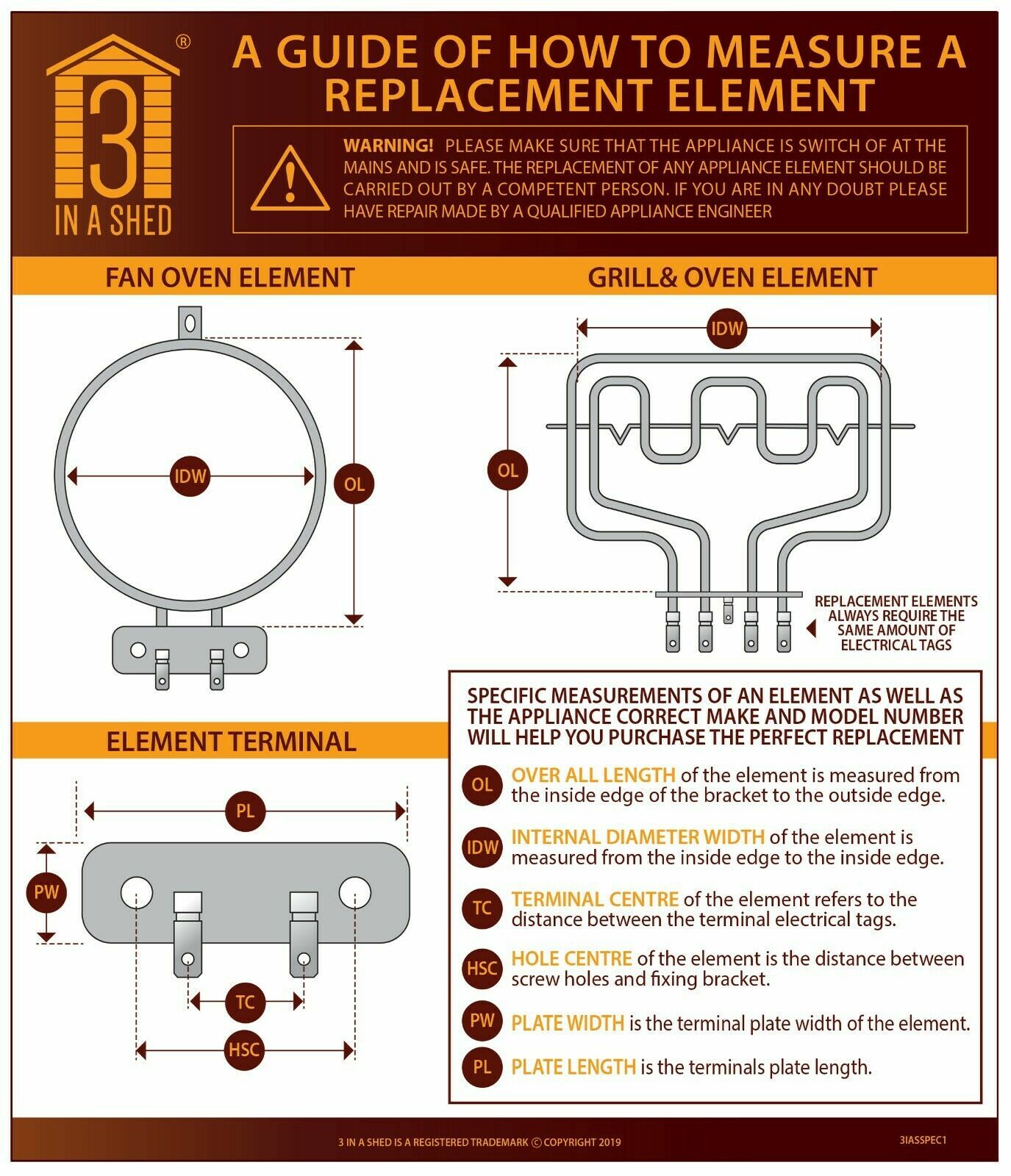 Kenwood KDC66SS19 Fan Oven Element for 60 cm Electric Ceramic Top