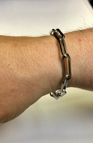 14k White Gold PAPERCLIP Link Chain Bracelet 7.5 Inch 4.2 grams 6.1MM - Picture 11 of 13