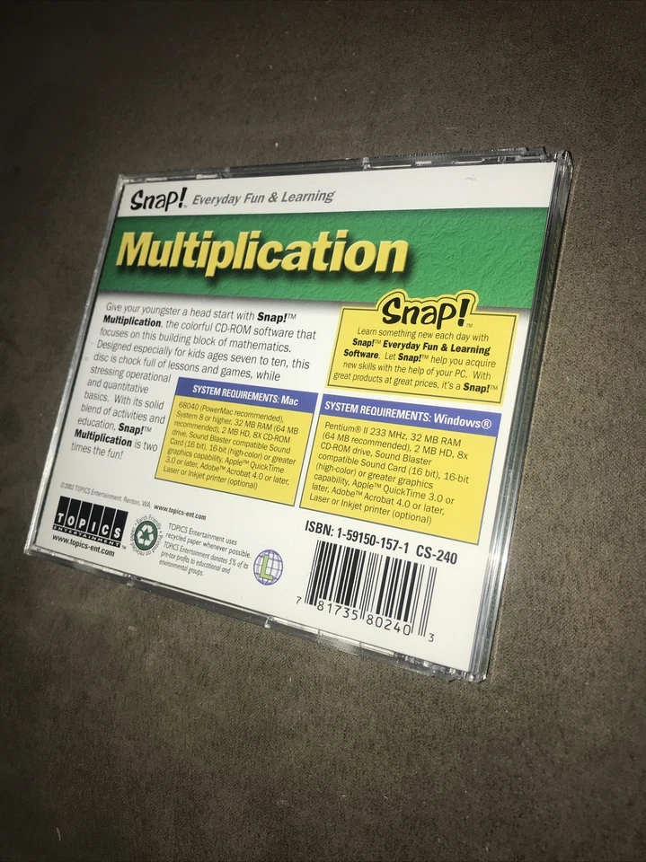 Snap! Multiplication WIN/MAC CD-ROM Software Audio CD 2002 Used 1x - Image 3 of 3
