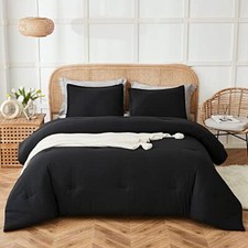 Comforter Set Queen Size, 3 Pieces Boho Lightweight Queen 90"x90" Black
