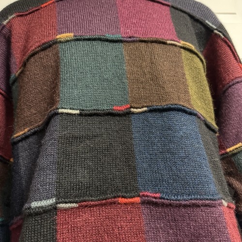 Maglione Vintage Connessione Peruviana L Alpaca Uomo Multicolore Patchwork Colorato - Foto 5 di 9