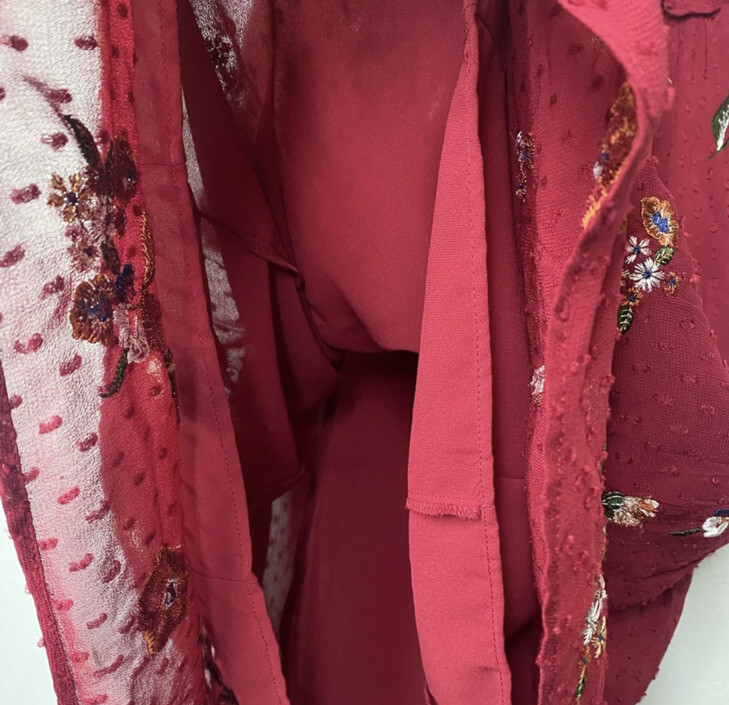 zara burgundy embroidered dress 1401 Men's Long Sleeve T-Shirt - Burgundy