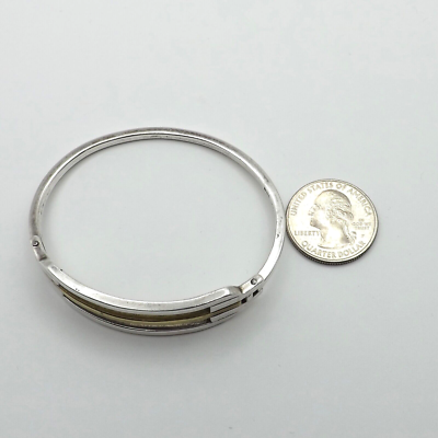 Sterling Silver Mexico Brass Center Bangle Bracelet TZ-14 Hinged