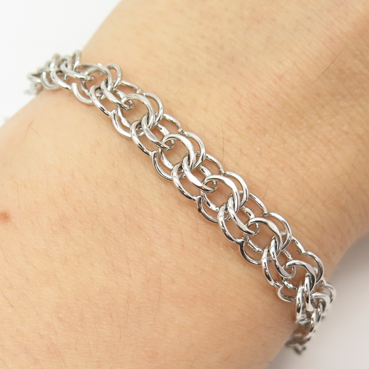 925 Sterling Silver Vintage Multi-Rolo Link Bracelet 7
