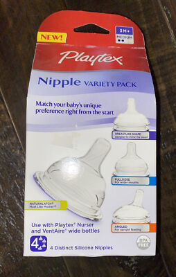 Playtex Bottle Nipple Variety Pack Medium Flow 4-Count For Nurser