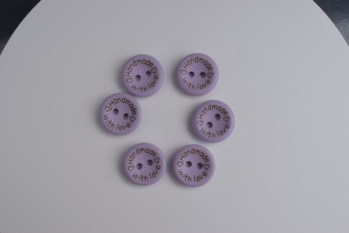 Hand made with Love and Hearts button - 2 Hole - Novelty - 14mm - Wooden - Baby - Picture 11 of 27