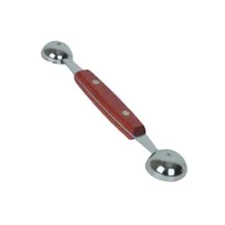 Thunder Group SLMLB002 Dual Head Stainless Steel Melon Baller w/ Wooden Handle