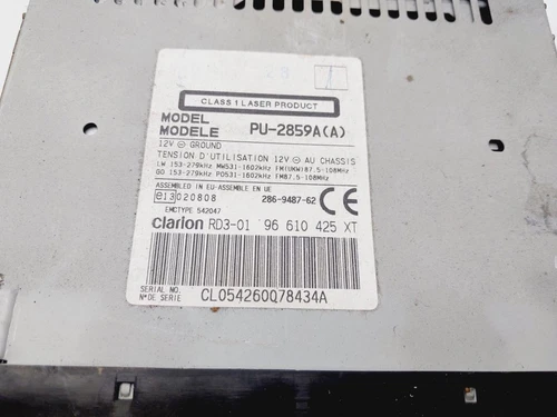 96610425XT Sistema Audio/Radio Cd para PEUGEOT PARTNER (S2) Totem 2006 8838749 - Imagen 3 de 10