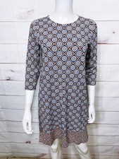 J Jill Wearever Collection Womens Dress Size S Geometric Stretch 3/4 Sleeve