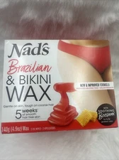 Nads Brazilian & Bikini Wax Made with Beeswax Hypoallergenic Formula 4.9oz/ 140g