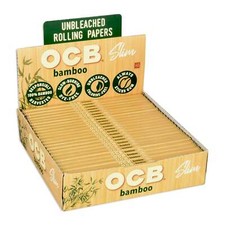 OCB Bamboo Rolling Papers King Size Slim Unbleached Full Box of 24 Booklets 