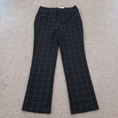 Apt. 9 Dress Pants Womens Size 4 Petite Black Red Plaid 28x28 Mid Rise