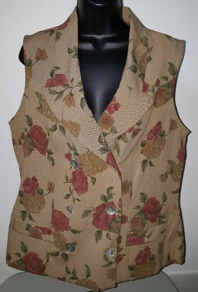 Miss Dorby 女式衬衫上衣 18 码棕色勃艮第绿色花卉 — 第 4/4 张图片