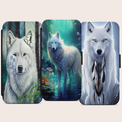 WHITE WOLF DREAMCATCHER MAGIC FLIP WALLET HANDY COVER CASE IPHONE SAMSUNG HUAWEI