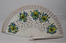 Vintage Folding Spanish Flower Floral plastic Espana Hand Fan Granny Core