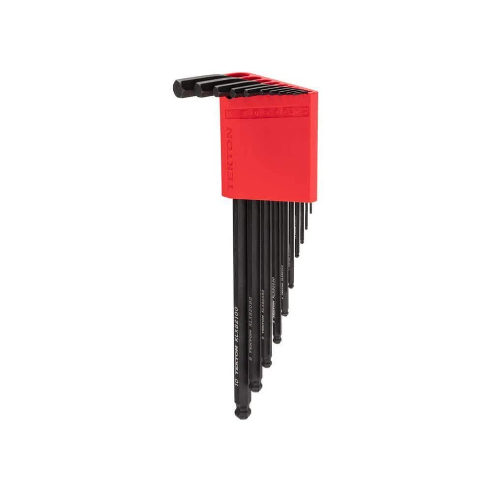 Tekton Hex Key Set Metric Ball End 10 Piece L Wrench Tool Set with Holder Red - Image 2 of 4