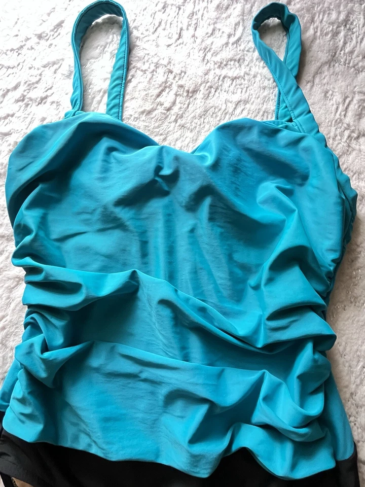 Traje de baño Carol Wior Aqua negro de una pieza para mujer EE. UU. talla 16 resort piscina vacaciones Foto 2 de 4