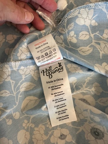 Hell Bunny Daphne Retro Pinup Daisy Summer Dress Size L Blue Fit & Flare NWT - Picture 10 of 12