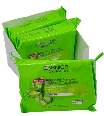 Garnier Skin Active Lot of 3 Refreshing Remover Cleansing Towelettes 25 Ct