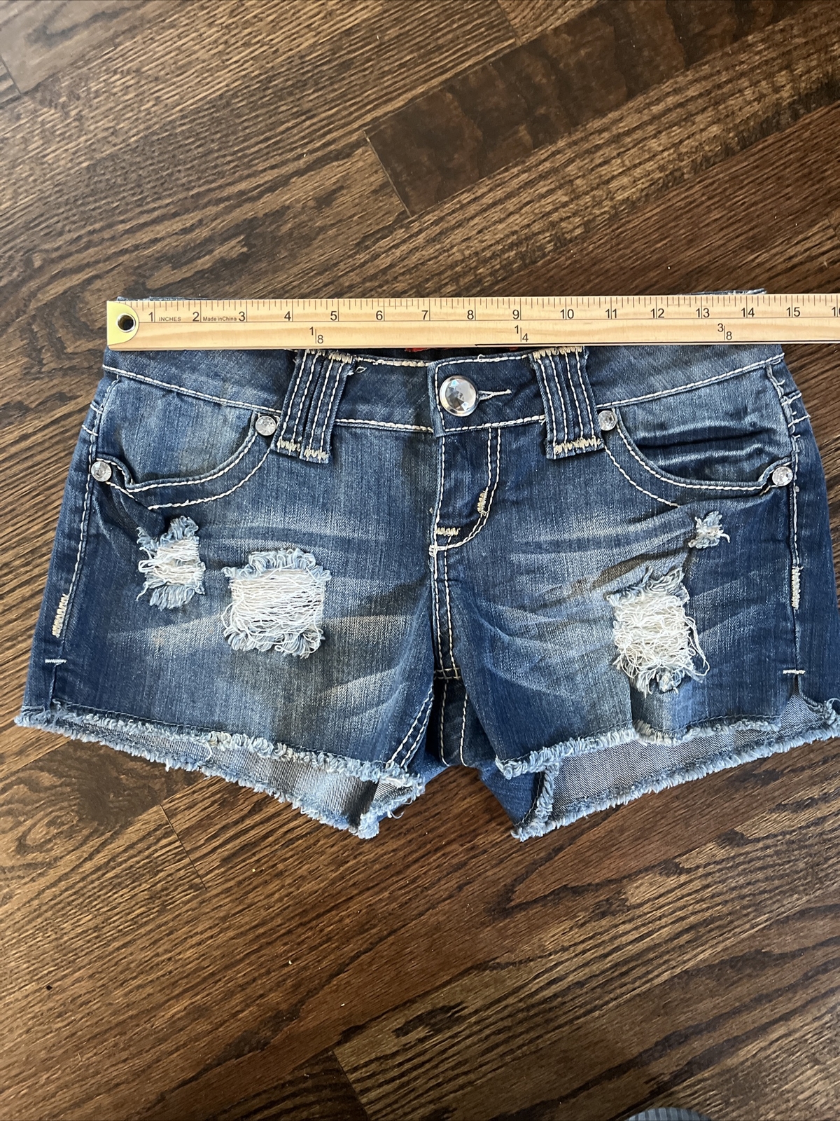 Zanadi Jeans Denim Jean Shorts Size 5 (29) Blue Embroidered Pockets - View 5