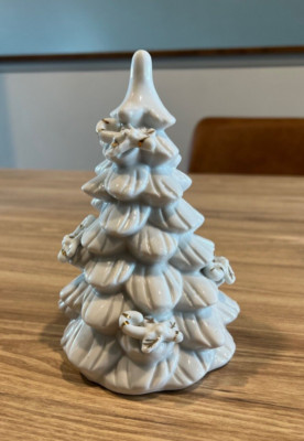 Light Up Vintage White Porcelain Christmas Tree with Cany Canes 8'' Tall