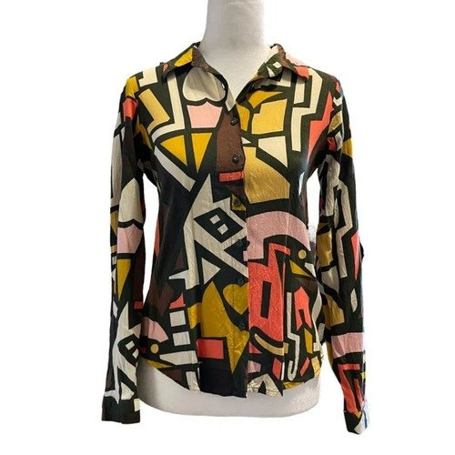Big Dart Retro Colorful Inspired Wearable Art Button Up Shirt sz 36 - S Avant - Picture 1 of 12