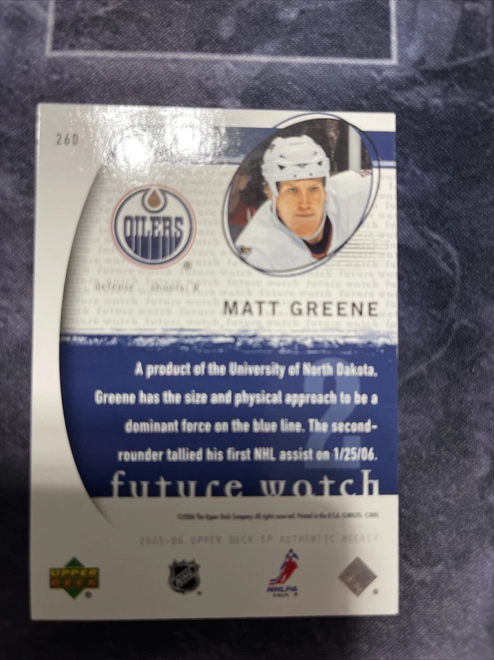 2005-06 SP Authentic Future Watch 260 Matt Greene Edmonton Oilers - Image 2 of 2